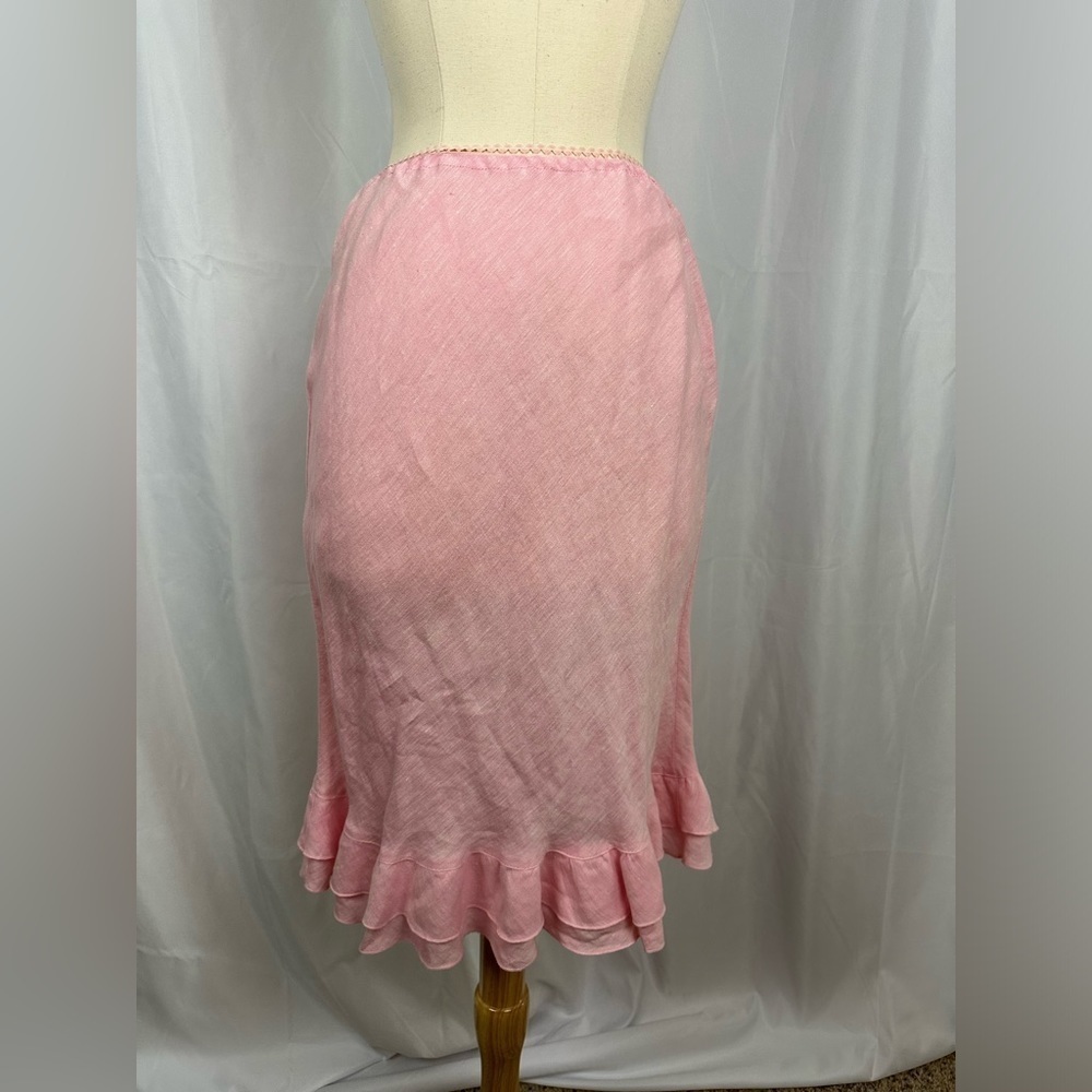 Pink Lyn Adler 100% Linen Skirt Sz S